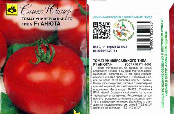  Description et caractéristiques de tomate Anuta